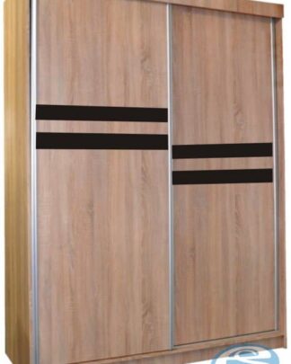Šatní skříň Astra 200x150x60 dub sonoma+čersné sklo - FALCO