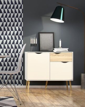 Retro komoda Oslo 75387 bílá/struktura dubu - TVI