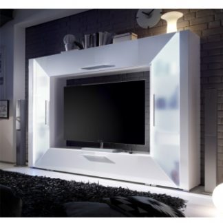 Obývací stěna Adge bílá s RGB osvětlením - TempoKondela