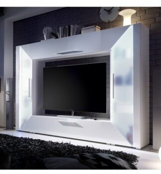 Obývací stěna Adge bílá s RGB osvětlením - TempoKondela