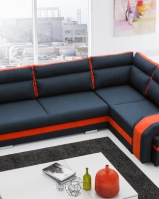 Sedací souprava Assan rozkládací černo-oranžová - FALCO