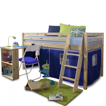 Dětská patrová postel s PC stolem Alzena modrá - TempoKondela