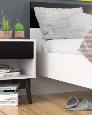 Retro noční stolek Oslo 75394 bílý/struktura dubu - TVI