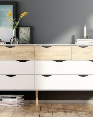 Velká retro komoda Oslo 75455 bílá/struktura dubu - TVI