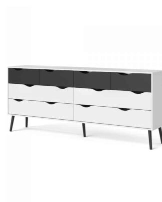 Velká retro komoda Oslo 75455 bílá/černý mat - TVI