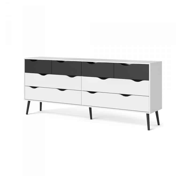 Velká retro komoda Oslo 75455 bílá/černý mat - TVI