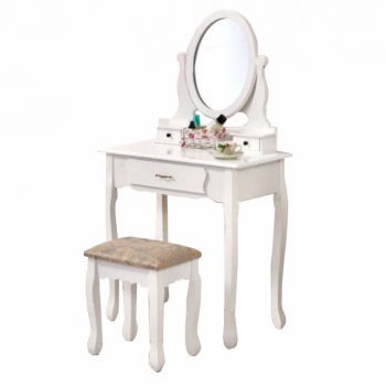 Toaletní stolek s taburetem Linet New bílostříbrný - TempoKondela