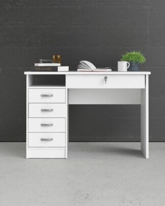Bílý psací stůl Function Plus 80163 s uzamykatelnou zásuvkou - TVI