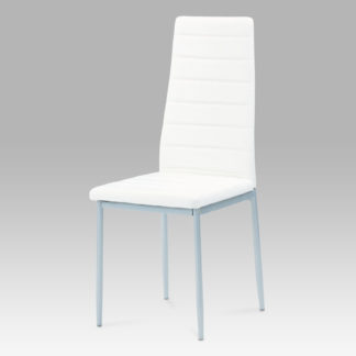 Jídelní židle ZDCL-117 WT, koženka bílá / šedý lak