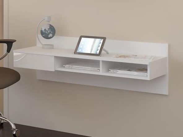 Designový psací stůl UNO, bílá/bílý lesk