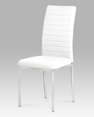 Jídelní židle, koženka bílá / chrom AC-1285 WT