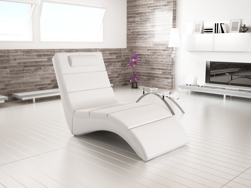 Lenoška CHAISE LOUNGE 7, bílá ekokůže