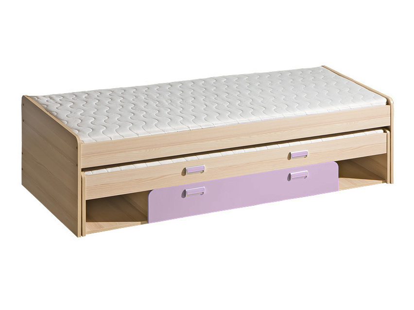 LORENTTO, postel L16, jasan/fialová,včetně matrací