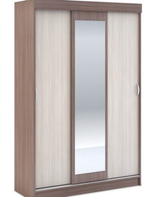 Šatní skříň BASIA 3D WK-551 se zrcadlem sv./tm. jasan šimo