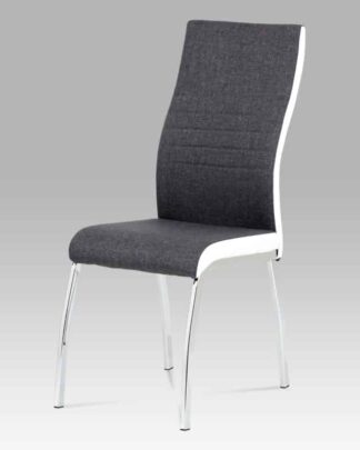 Jídelní židle DCL-433 GREY2, šedá látka + bílá koženka / chrom