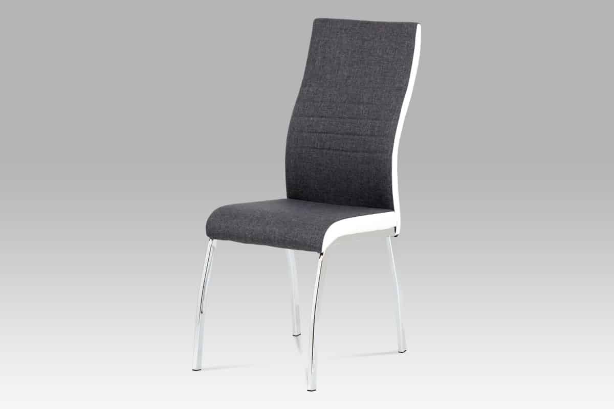 Jídelní židle DCL-433 GREY2, šedá látka + bílá koženka / chrom