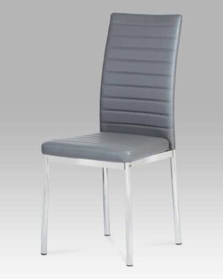 Jídelní židle, koženka šedá/ chrom AC-1285 GREY