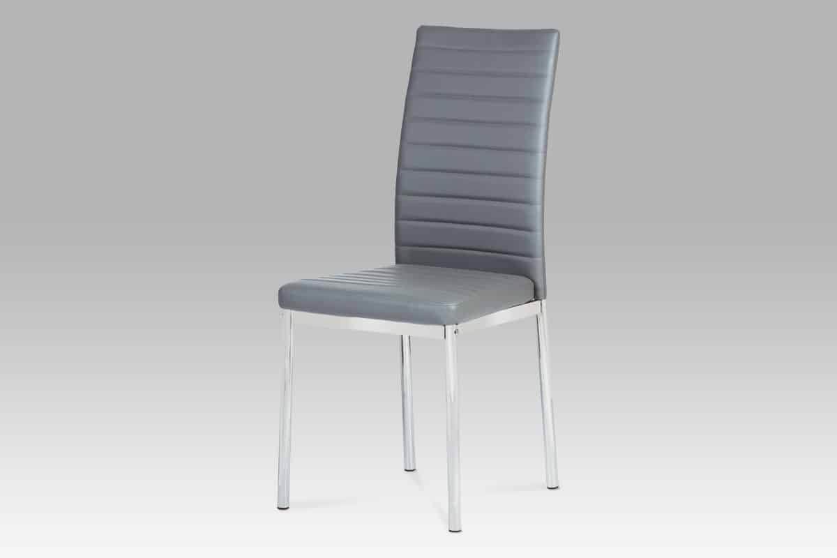 Jídelní židle, koženka šedá/ chrom AC-1285 GREY