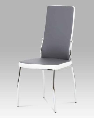 Jídelní židle AC-1693 GREY, koženka šedá/bílá