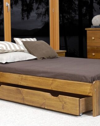 Úložný prostor pod postel 150 cm, masiv borovice/moření dub