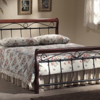 VENECJA, postel 180x200 cm s roštem, masiv/kov, třešeň antická/ černá