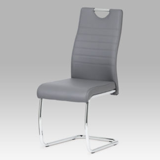 Jídelní židle, koženka šedá / chrom DCL-418 GREY