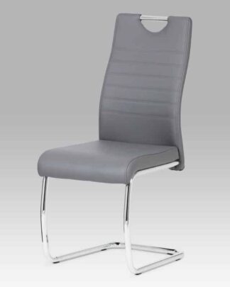 Jídelní židle, koženka šedá / chrom DCL-418 GREY