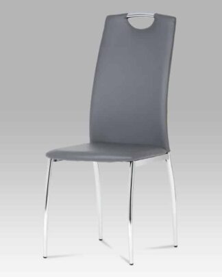 Jídelní židle DCL-419 GREY, koženka šedá / chrom