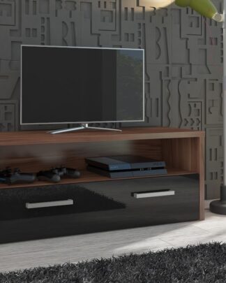 TV stolek TIRANA, švestka wallis/černý lesk