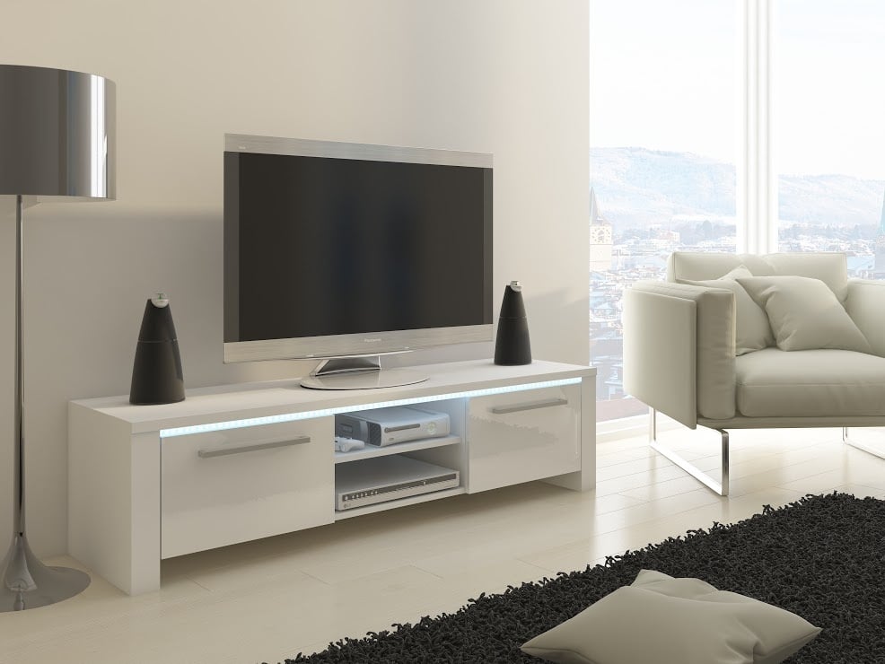 TV stolek HELIX, bílá/bílý lesk