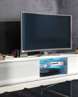TV stolek HIT, bílá/bílý lesk