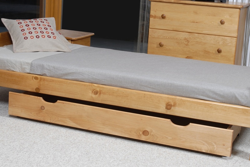 Úložný prostor pod postel 150 cm, masiv borovice/moření olše