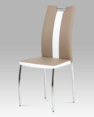 Jídelní židle AC-2202 CAP, koženka cappuccino+bílá/chrom