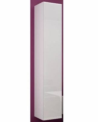 Závěsná vitrína VIGO 180 cm plná dvířka, bílá/bílý lesk