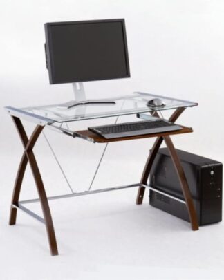 Skleněný PC stůl B-16, wenge