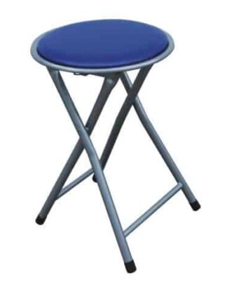 IRMA TABURET DR-9-702 MODRA EKOKUZE + STRIBRNA