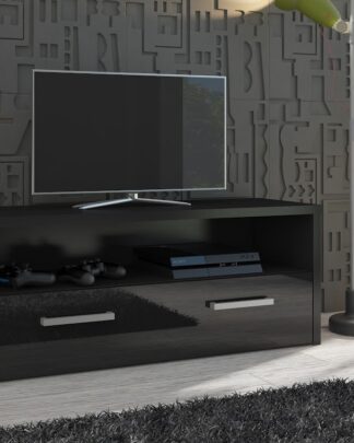 TV stolek TIRANA, černá/černý lesk