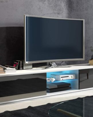 TV stolek HIT, bílá/černý lesk