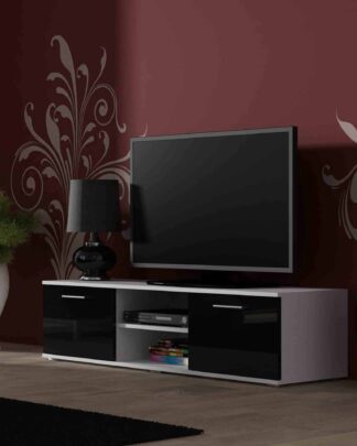SOHO, RTV stolek 140 S-4, bílý mat/černý lesk