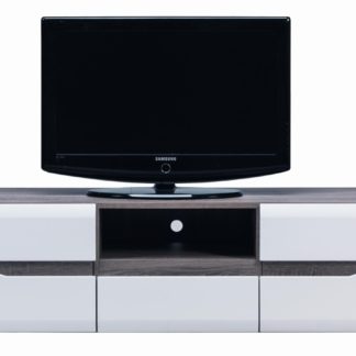 LI 1 - Televizní stolek LIONEL LI 1, dub sonoma truflový/bílý lesk