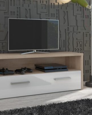 TV stolek TIRANA, dub sonoma/bílý lesk