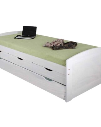 Jednolůžko s přistýlkou 8806B vč. roštu - 90x200 cm, masiv borovice/ bílá