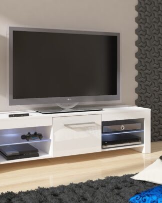 TV stolek FLEX, bílá/bílý lesk