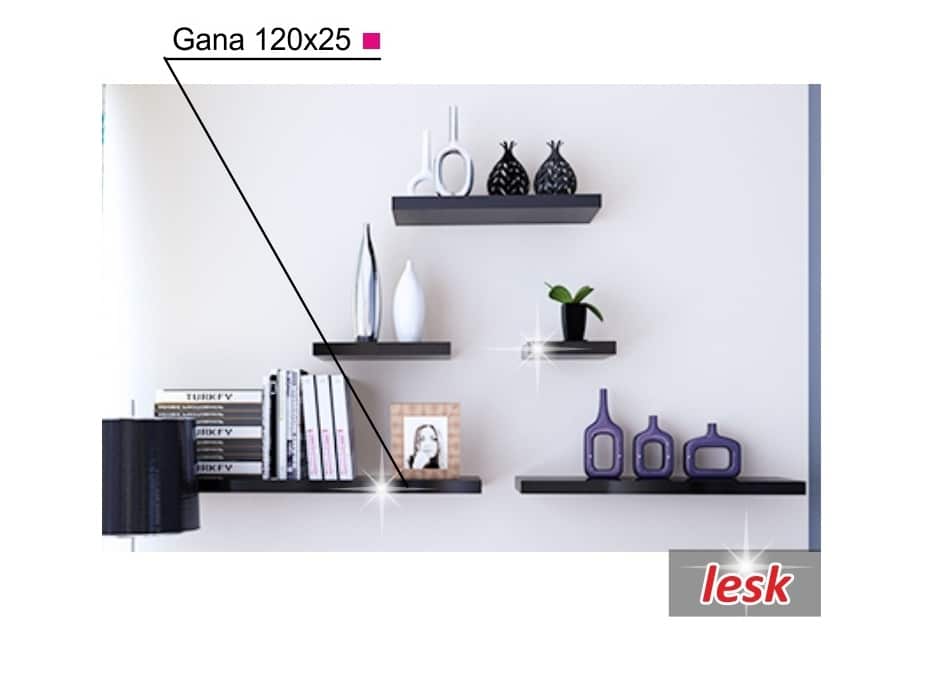 GANA police 120x25 cm, černý lesk