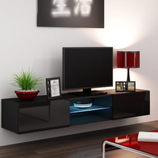 Televizní stolek VIGO SKLO "180", černá/černý lesk