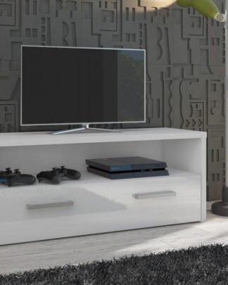 TV stolek TIRANA, bílá/bílý lesk