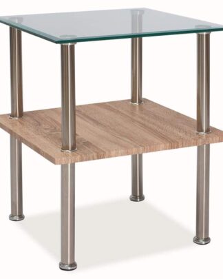 Konferenční stolek ANA, sklo/dub sonoma/chrom