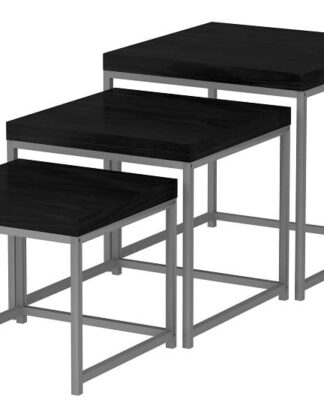 ALVAN set 3 stolků, černý dub/šedá