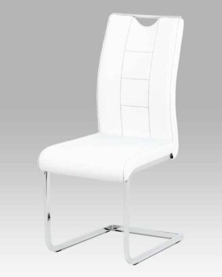 Jídelní židle DCL-411 WT, bílá koženka/chrom
