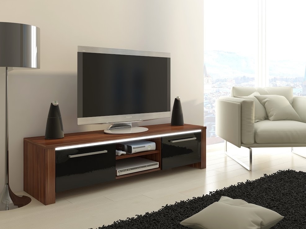 TV stolek HELIX, švestka wallis/černý lesk